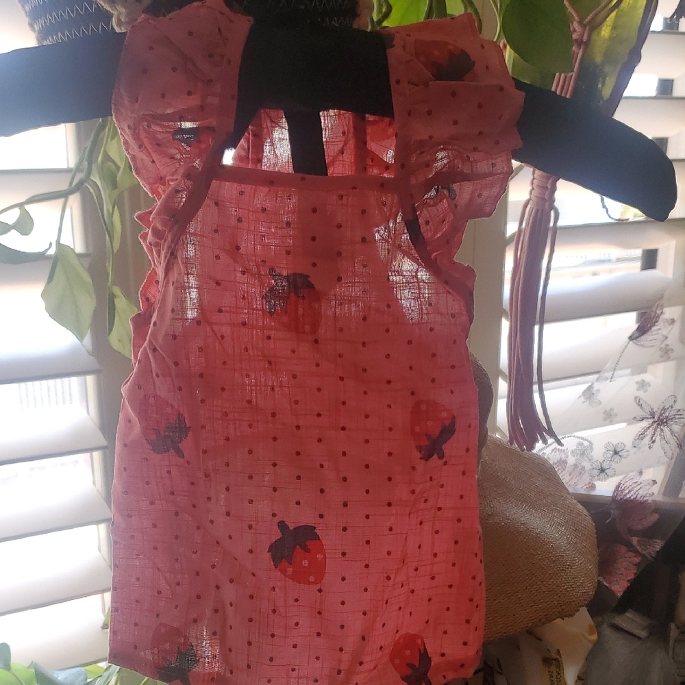Pink Strawberry Dog Or Cat Print Sleeveless Dress